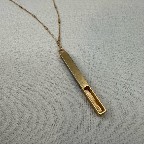 Pendant Faith Necklace Gold Tone Gray Stone - Picture 4 of 8